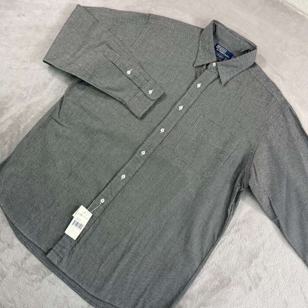 Vintage Polo Ralph Lauren Lowell Sport Shirt Men Large‎ Black Blue Preppy NWT